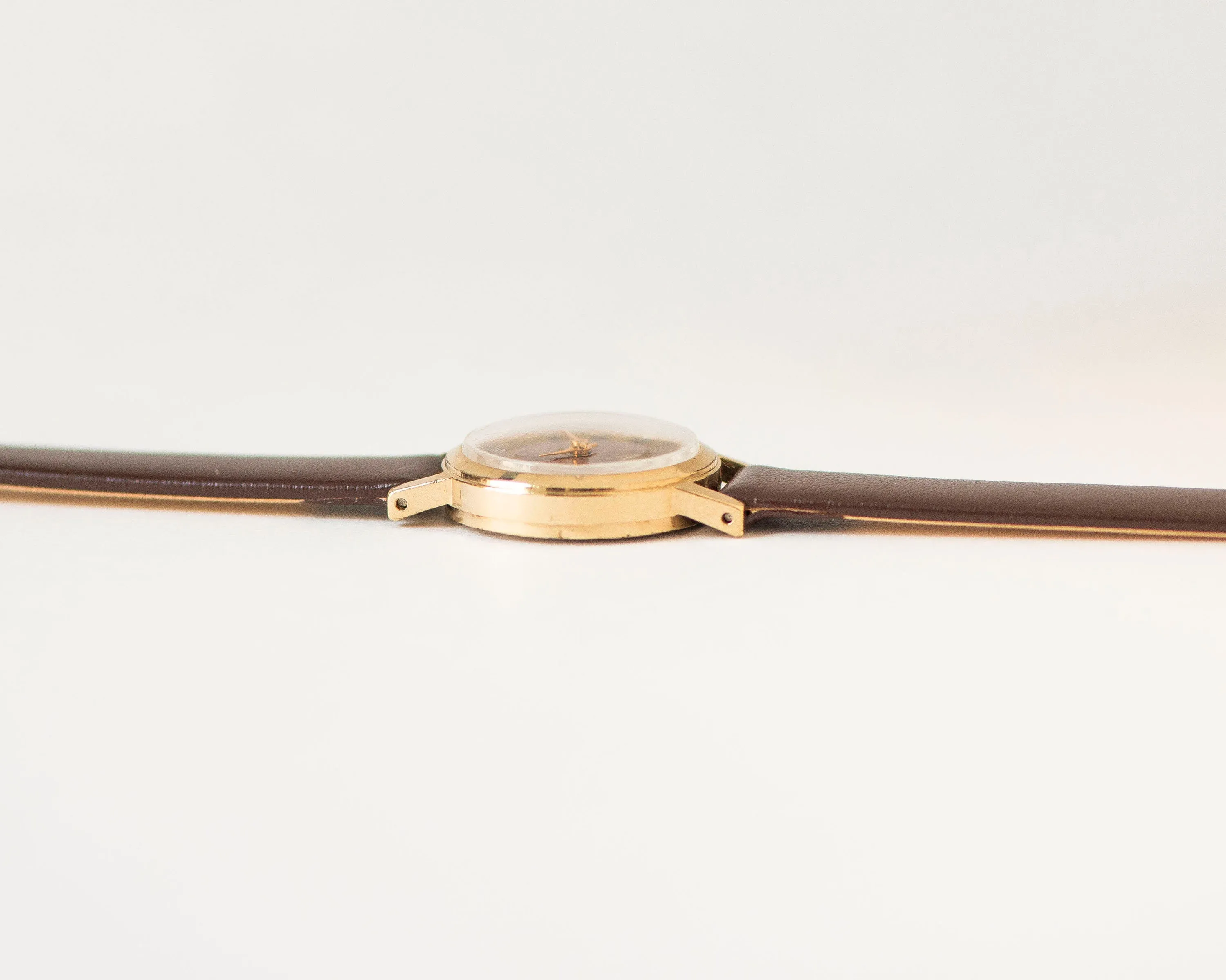 Copper red women watch Glory gold plated, vintage lady wristwatch Roman numerals, girl watch simple gift delicate, new genuine leather strap