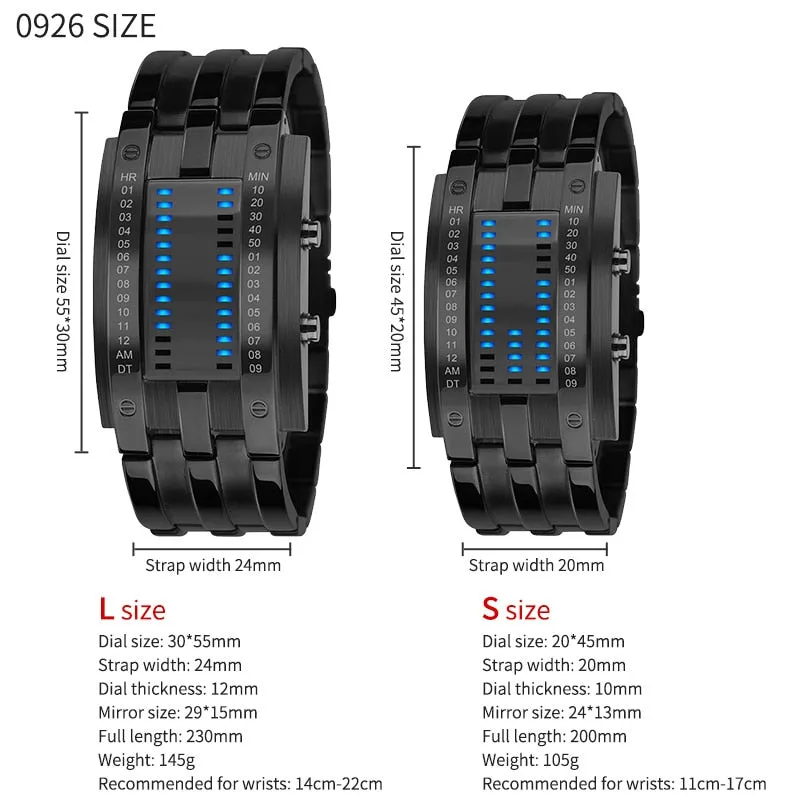 Creative Sport Watch Men Stainless Steel Strap LED Display Watches