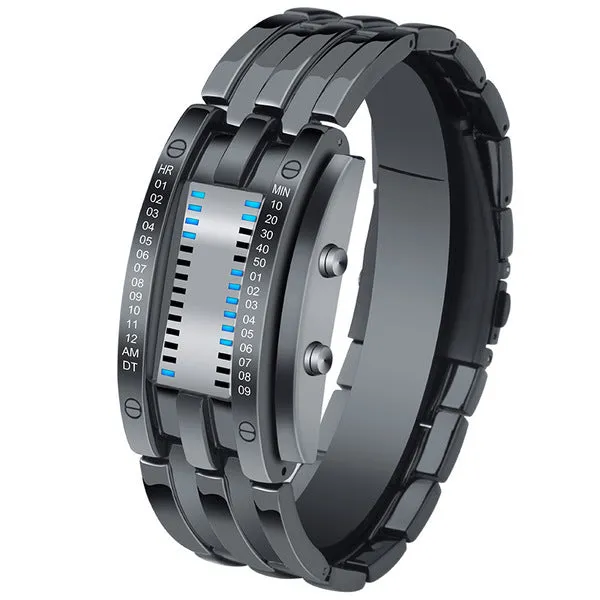 Creative Sport Watch Men Stainless Steel Strap LED Display Watches