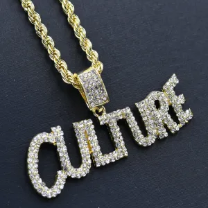 CULTURE ICED OUT GOLD MEDALLION   ROPE CHAIN