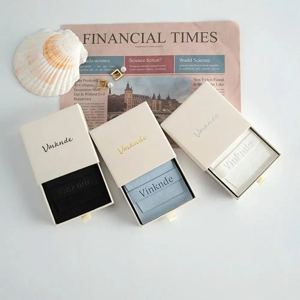 Custom Logo Drawer Jewelry Packaging Box Studs Necklace Rings Pull Out Kraft Paper Microfiber Suede Storage Dust Pouch Gift Bags