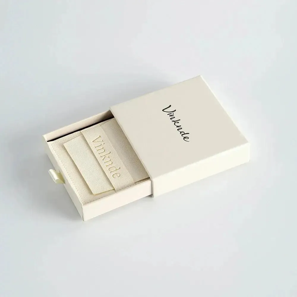 Custom Logo Drawer Jewelry Packaging Box Studs Necklace Rings Pull Out Kraft Paper Microfiber Suede Storage Dust Pouch Gift Bags