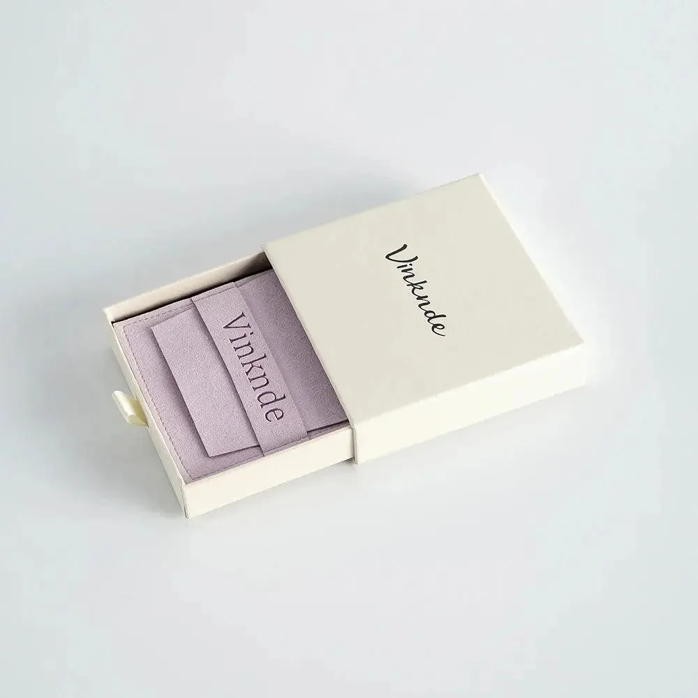 Custom Logo Drawer Jewelry Packaging Box Studs Necklace Rings Pull Out Kraft Paper Microfiber Suede Storage Dust Pouch Gift Bags