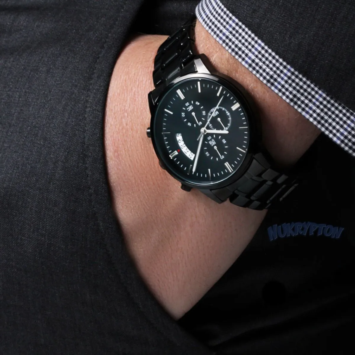 Customized Black Chronograph Watch