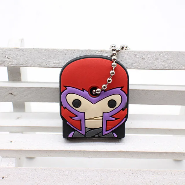 cute super hero Silicone Cartoon Key Cover batman spiderman Keychain face mario Pendant captain Key Chain porte clef for women