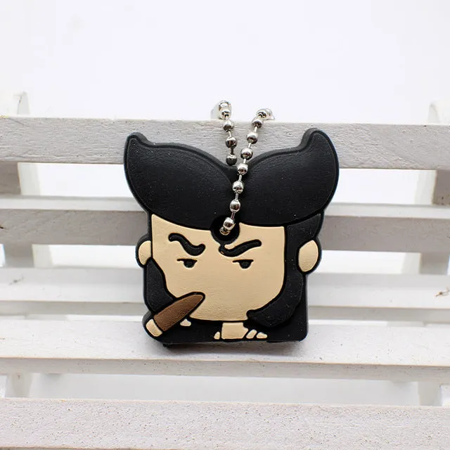 cute super hero Silicone Cartoon Key Cover batman spiderman Keychain face mario Pendant captain Key Chain porte clef for women