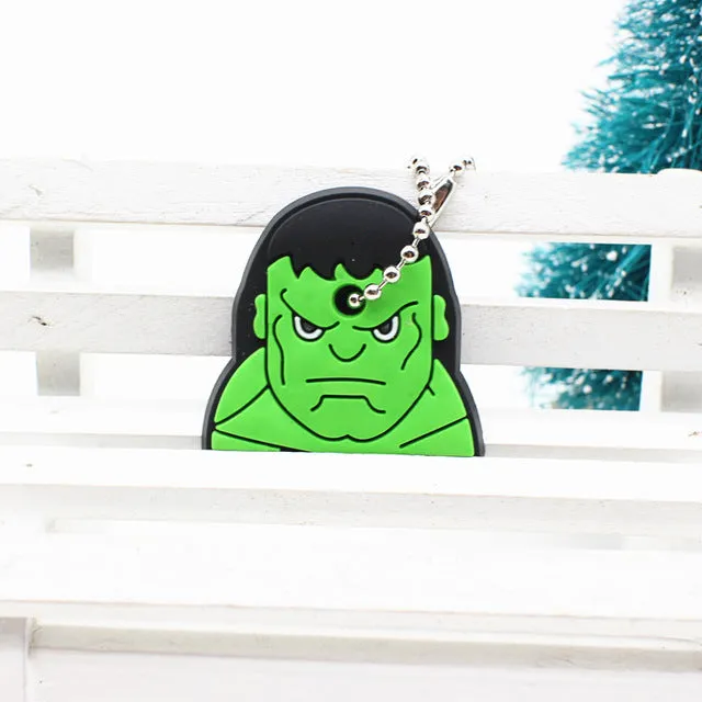 cute super hero Silicone Cartoon Key Cover batman spiderman Keychain face mario Pendant captain Key Chain porte clef for women