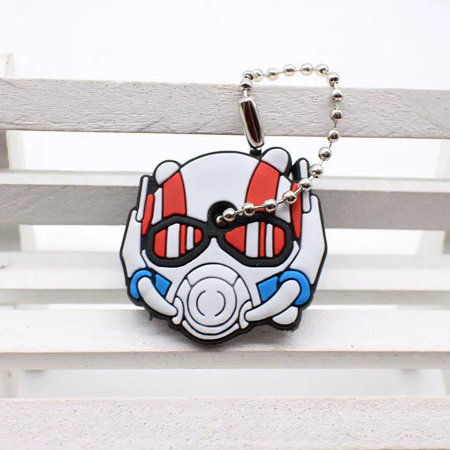 cute super hero Silicone Cartoon Key Cover batman spiderman Keychain face mario Pendant captain Key Chain porte clef for women