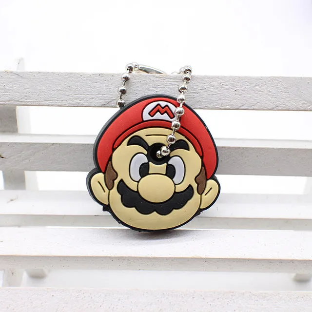cute super hero Silicone Cartoon Key Cover batman spiderman Keychain face mario Pendant captain Key Chain porte clef for women