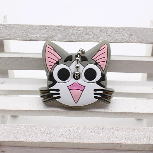 cute super hero Silicone Cartoon Key Cover batman spiderman Keychain face mario Pendant captain Key Chain porte clef for women