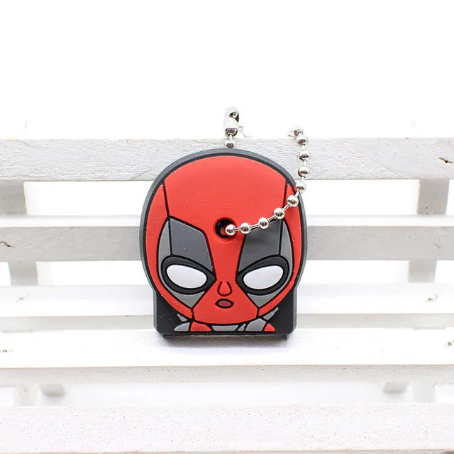 cute super hero Silicone Cartoon Key Cover batman spiderman Keychain face mario Pendant captain Key Chain porte clef for women