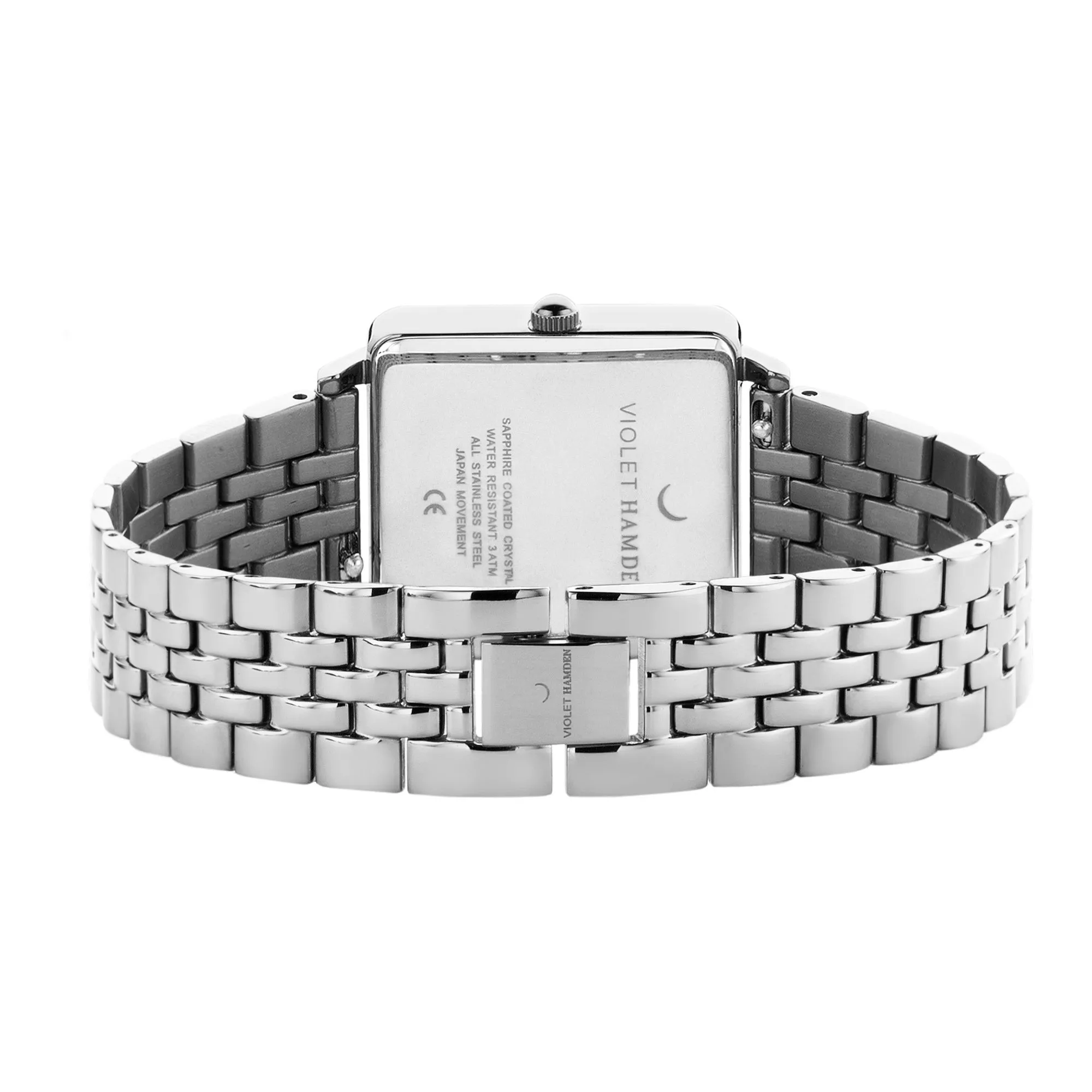 Dawn Base square ladies watch silver coloured and white