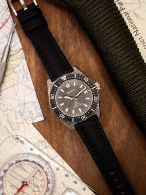 Deep Black Premium Sailcloth Two Piece Watch Strap  - Quick Release Spring Bars
