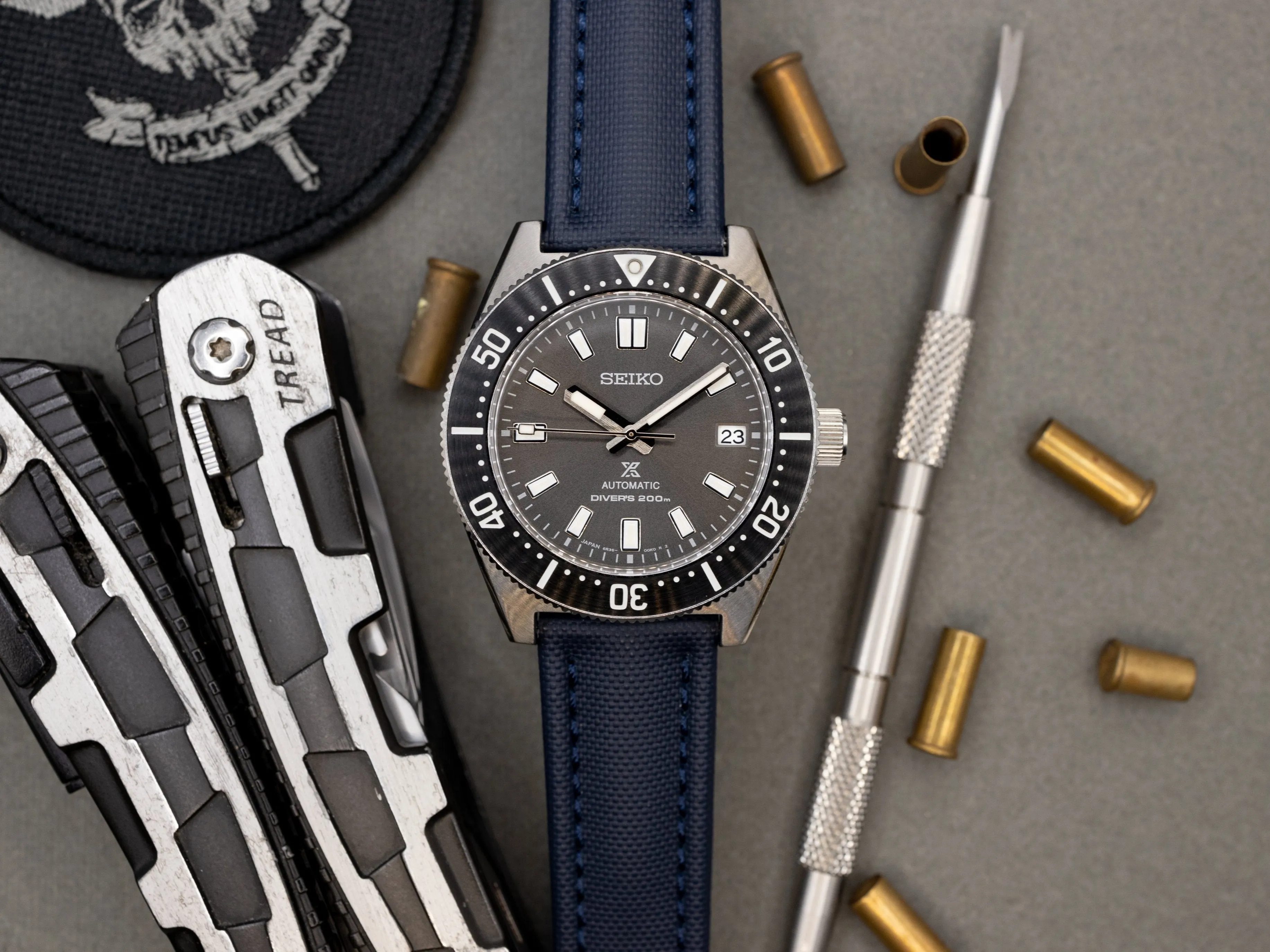 Deep Blue Premium Sailcloth Two Piece Watch Strap  - Quick Release Spring Bars