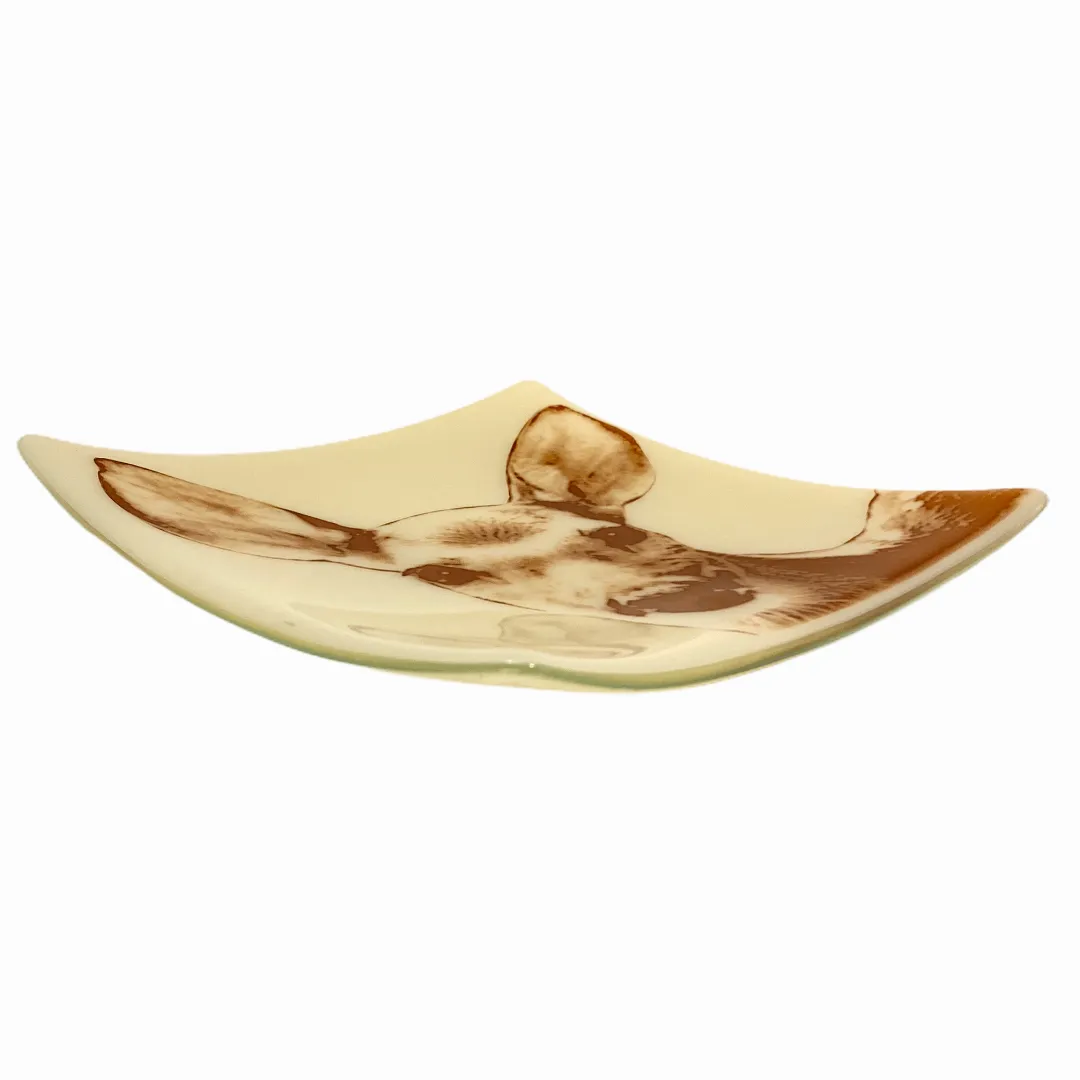 Deer Baby Tray 7.5" Ivory Glass