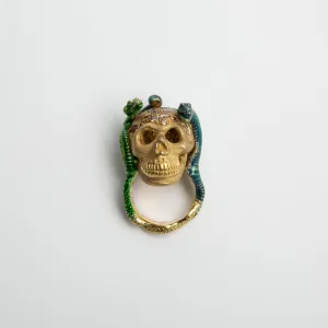 DELFINA DELETTREZ | GOLD SKULL ENAMEL SNAKES RING