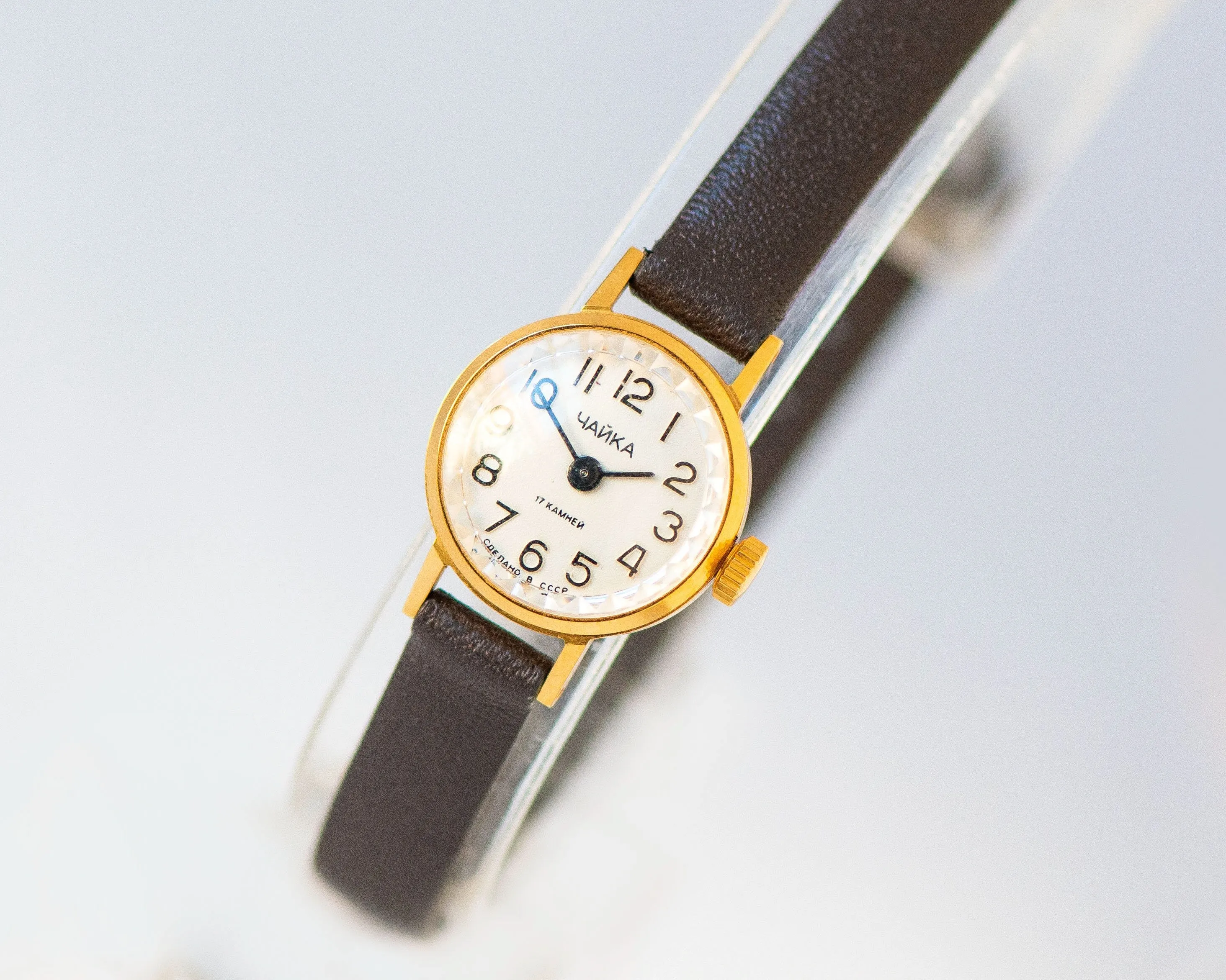 Delicate cocktail watch for women Seagull gold plated, simple classic ladies jewelry gift, micro watch small wrist, slim bracelet classic