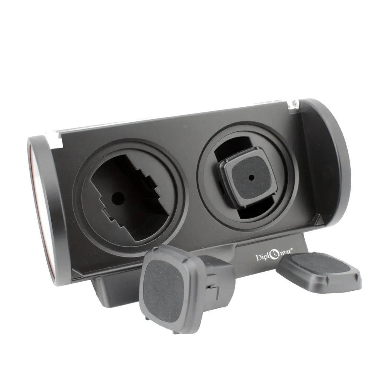 Diplomat Economy Double Watch Winder - Black/Silver