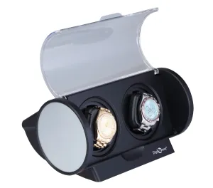 Diplomat Economy Double Watch Winder - Black/Silver