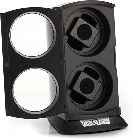 Diplomat Matte Black Double Watch Winder Tower
