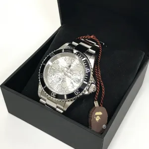 DS! A Bathing Ape Bape Line 1st Camo Type 1 Bapex Watch Silver