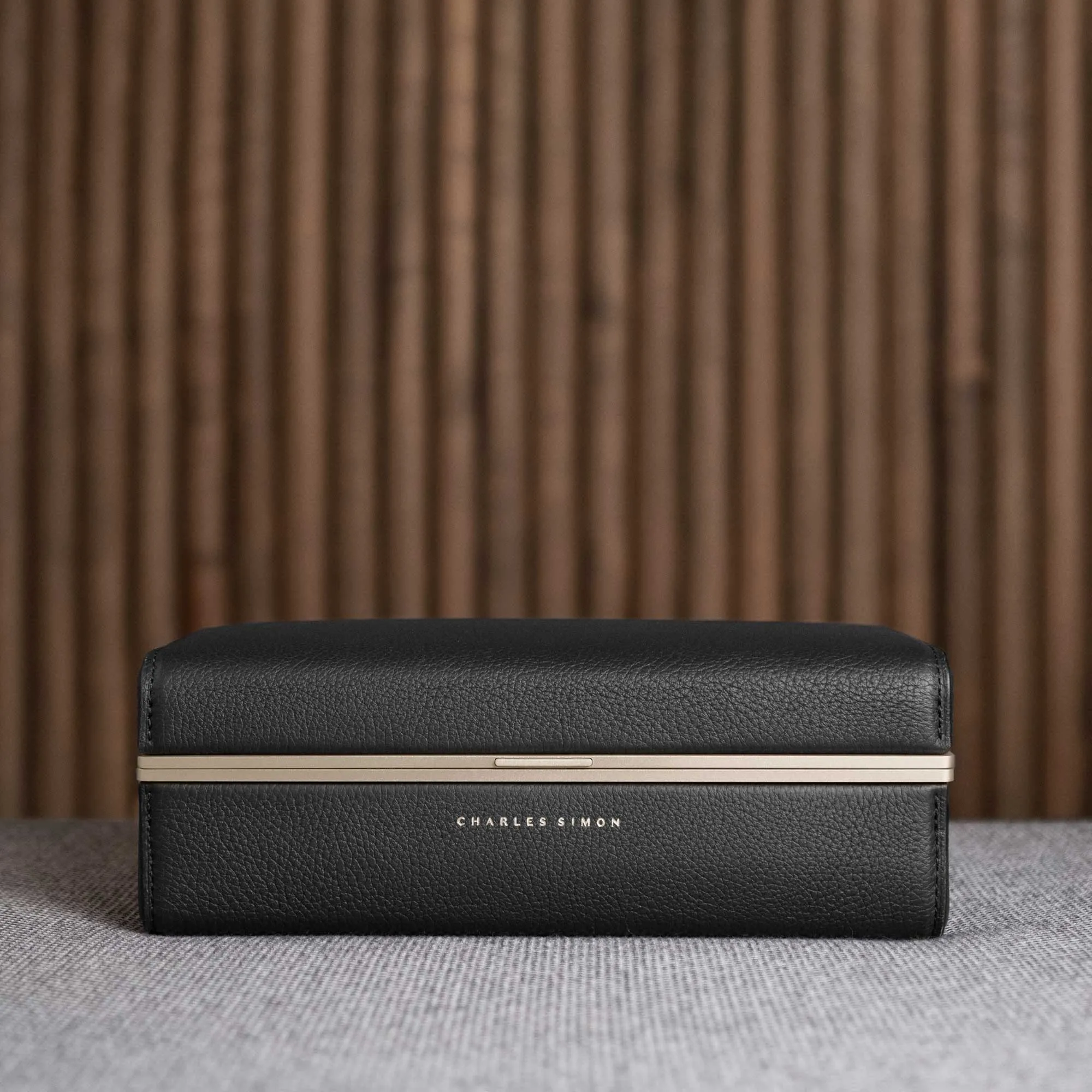 EATON 3 WATCH CASE - BLACK / CHAMPAGNE
