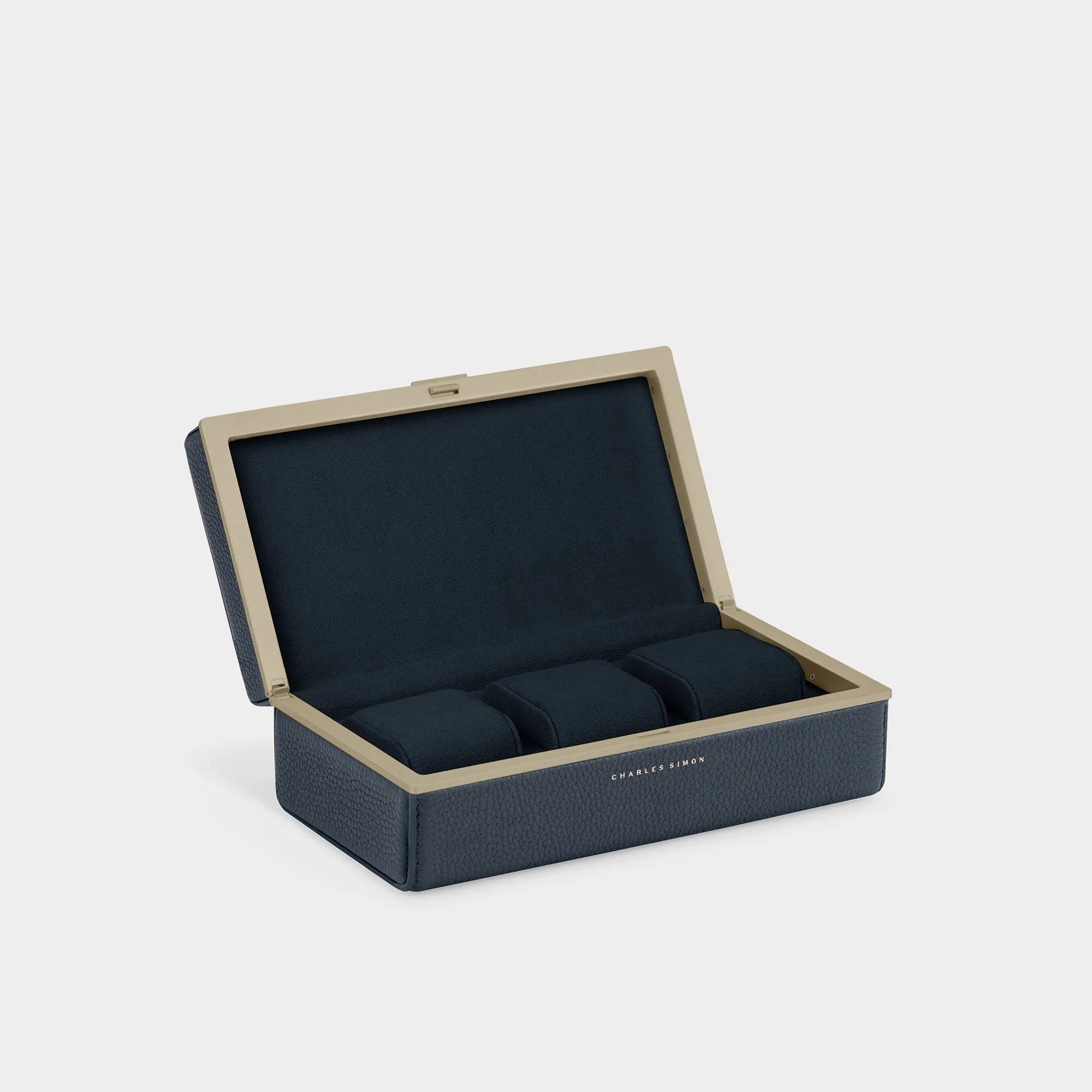 EATON 3 WATCH CASE - MARINE / CHAMPAGNE