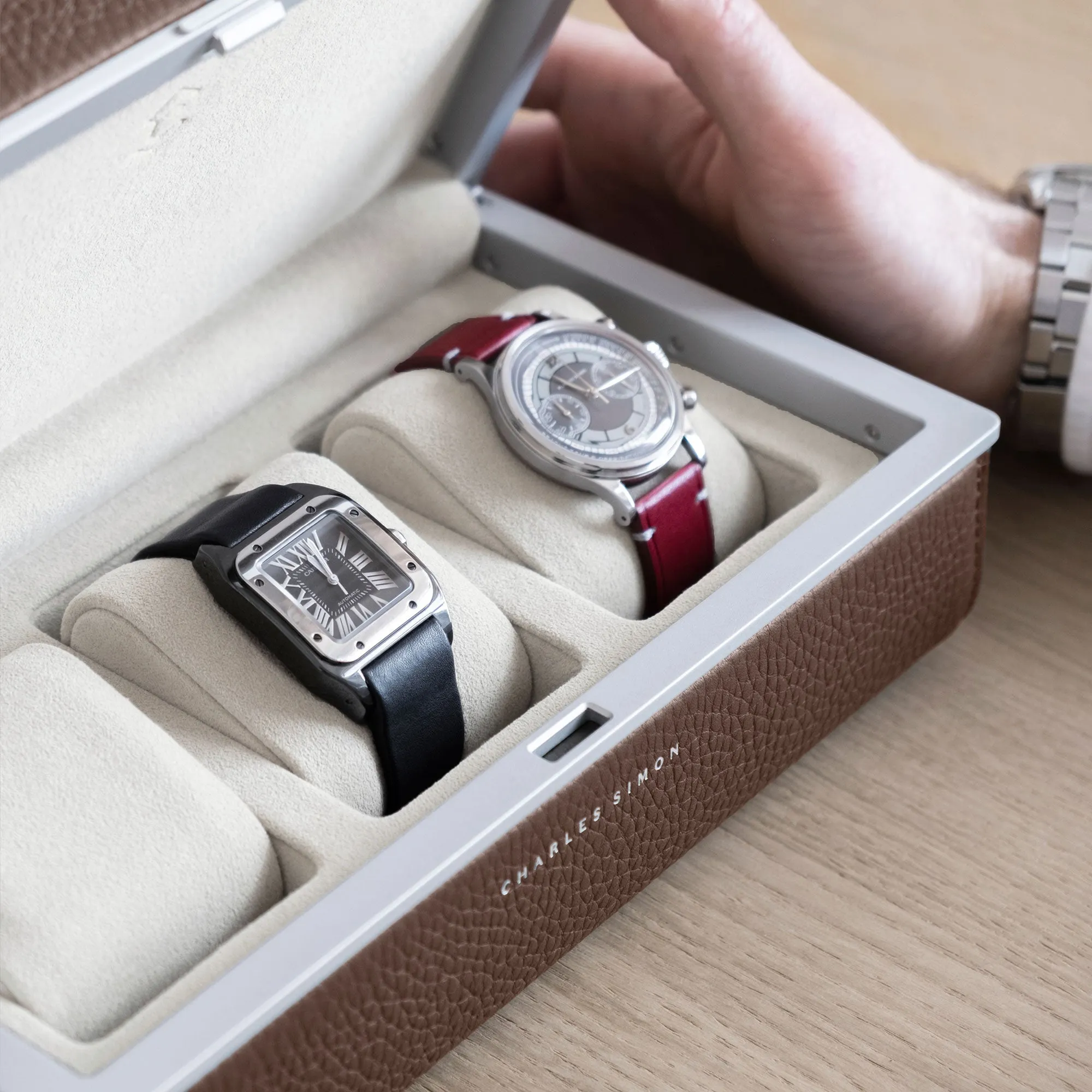 EATON 3 WATCH CASE - TAN / GREY