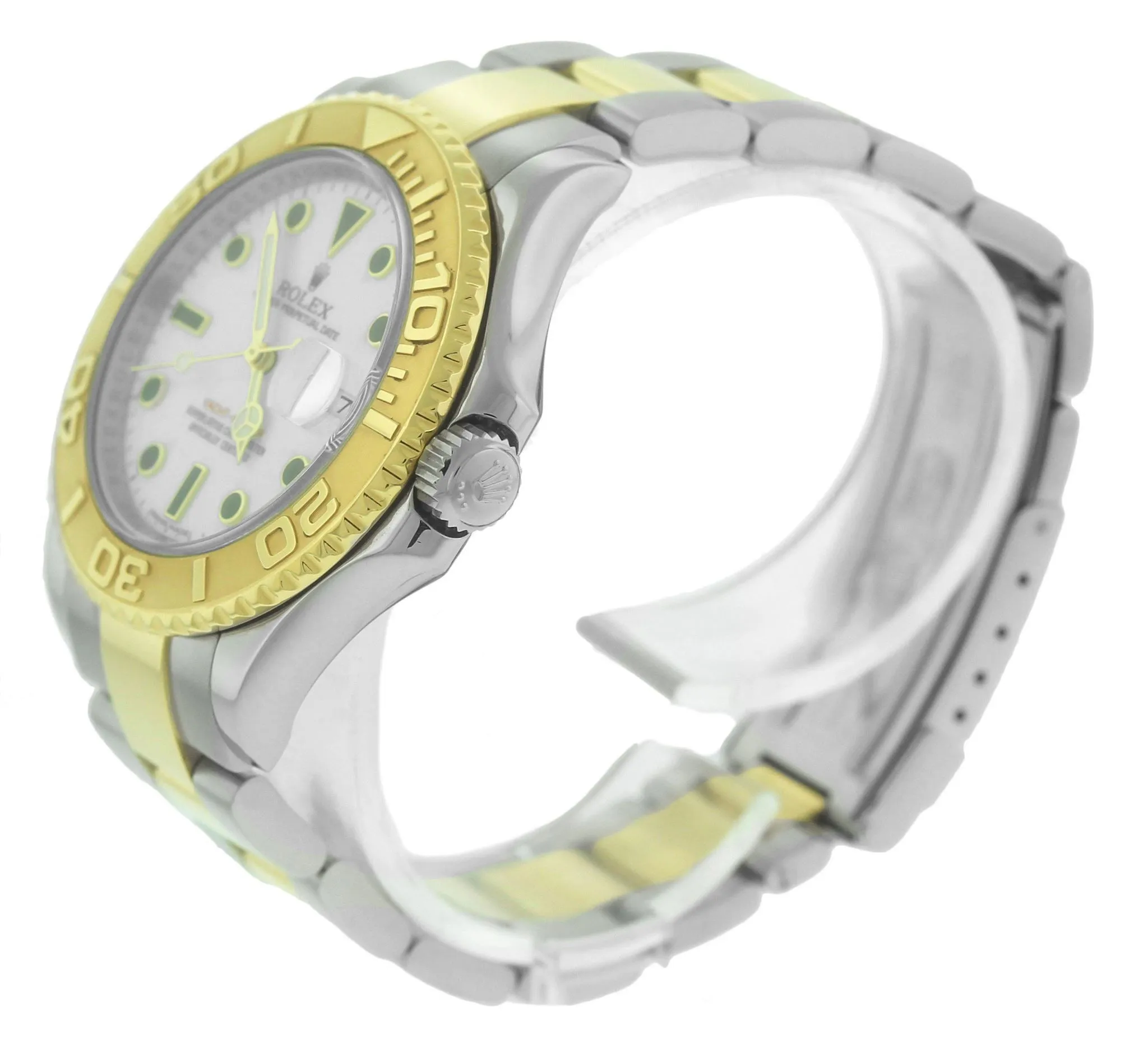 ENGRAVED Rolex Yacht-Master 40mm 18K Two-Tone Steel Gold White Date Watch 16623