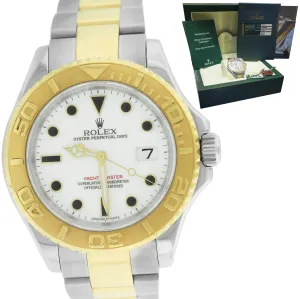 ENGRAVED Rolex Yacht-Master 40mm 18K Two-Tone Steel Gold White Date Watch 16623