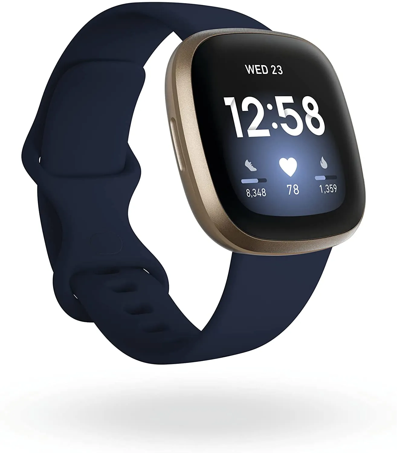 Fitbit Versa 3 Health and Fitness Smartwatch, Amazon Exclusive Color, GPS, 24/7 Heart Rate, Alexa Built-in, 6  Days Battery, Thistle/Gold, One Size (S & L Bands Included)