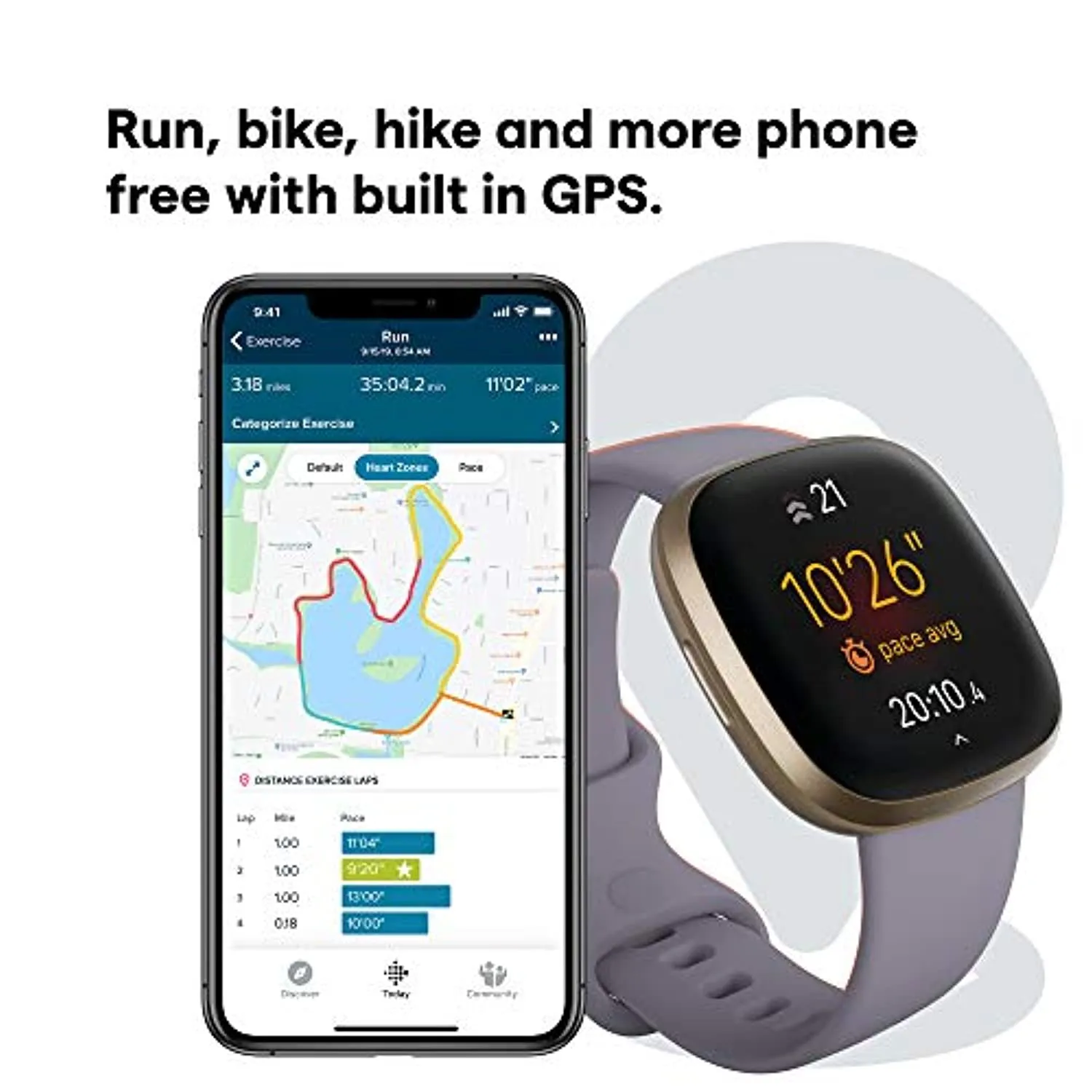 Fitbit Versa 3 Health and Fitness Smartwatch, Amazon Exclusive Color, GPS, 24/7 Heart Rate, Alexa Built-in, 6  Days Battery, Thistle/Gold, One Size (S & L Bands Included)