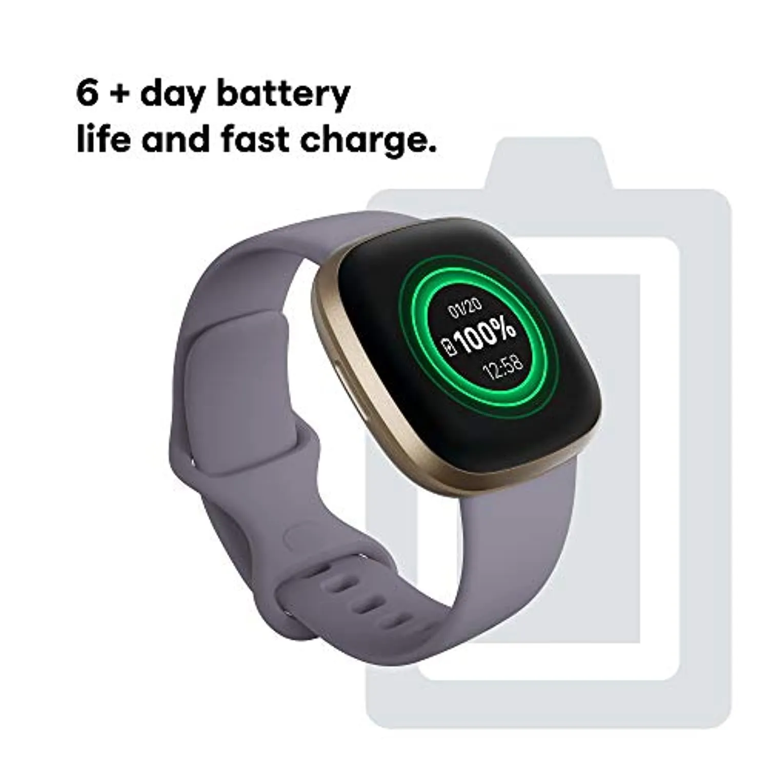 Fitbit Versa 3 Health and Fitness Smartwatch, Amazon Exclusive Color, GPS, 24/7 Heart Rate, Alexa Built-in, 6  Days Battery, Thistle/Gold, One Size (S & L Bands Included)
