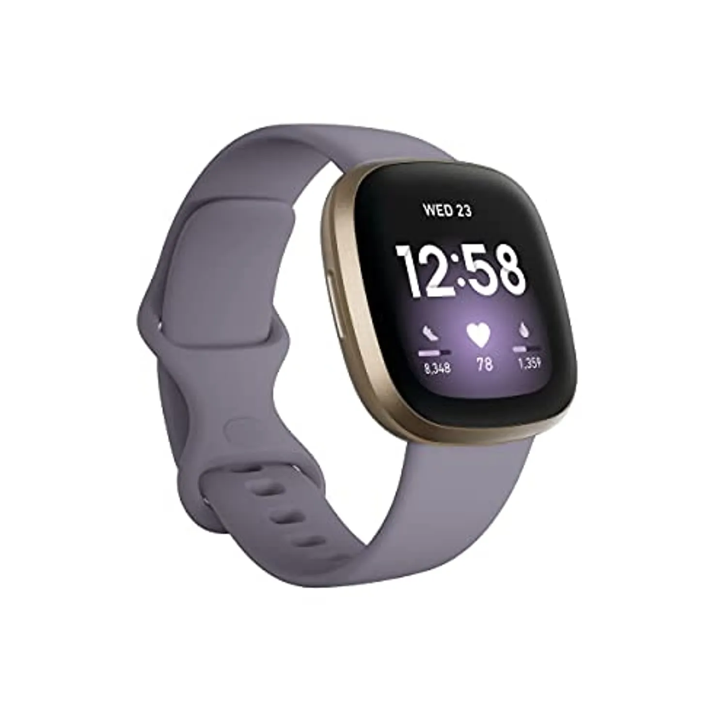 Fitbit Versa 3 Health and Fitness Smartwatch, Amazon Exclusive Color, GPS, 24/7 Heart Rate, Alexa Built-in, 6  Days Battery, Thistle/Gold, One Size (S & L Bands Included)