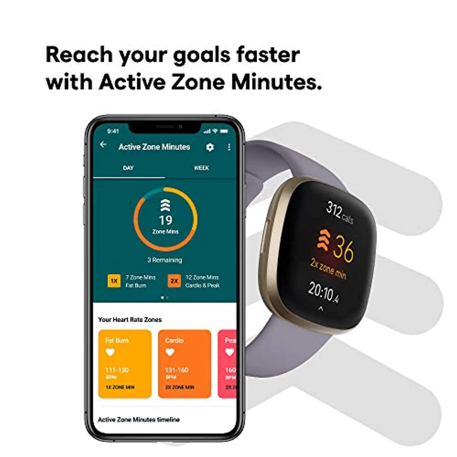 Fitbit Versa 3 Health and Fitness Smartwatch, Amazon Exclusive Color, GPS, 24/7 Heart Rate, Alexa Built-in, 6  Days Battery, Thistle/Gold, One Size (S & L Bands Included)