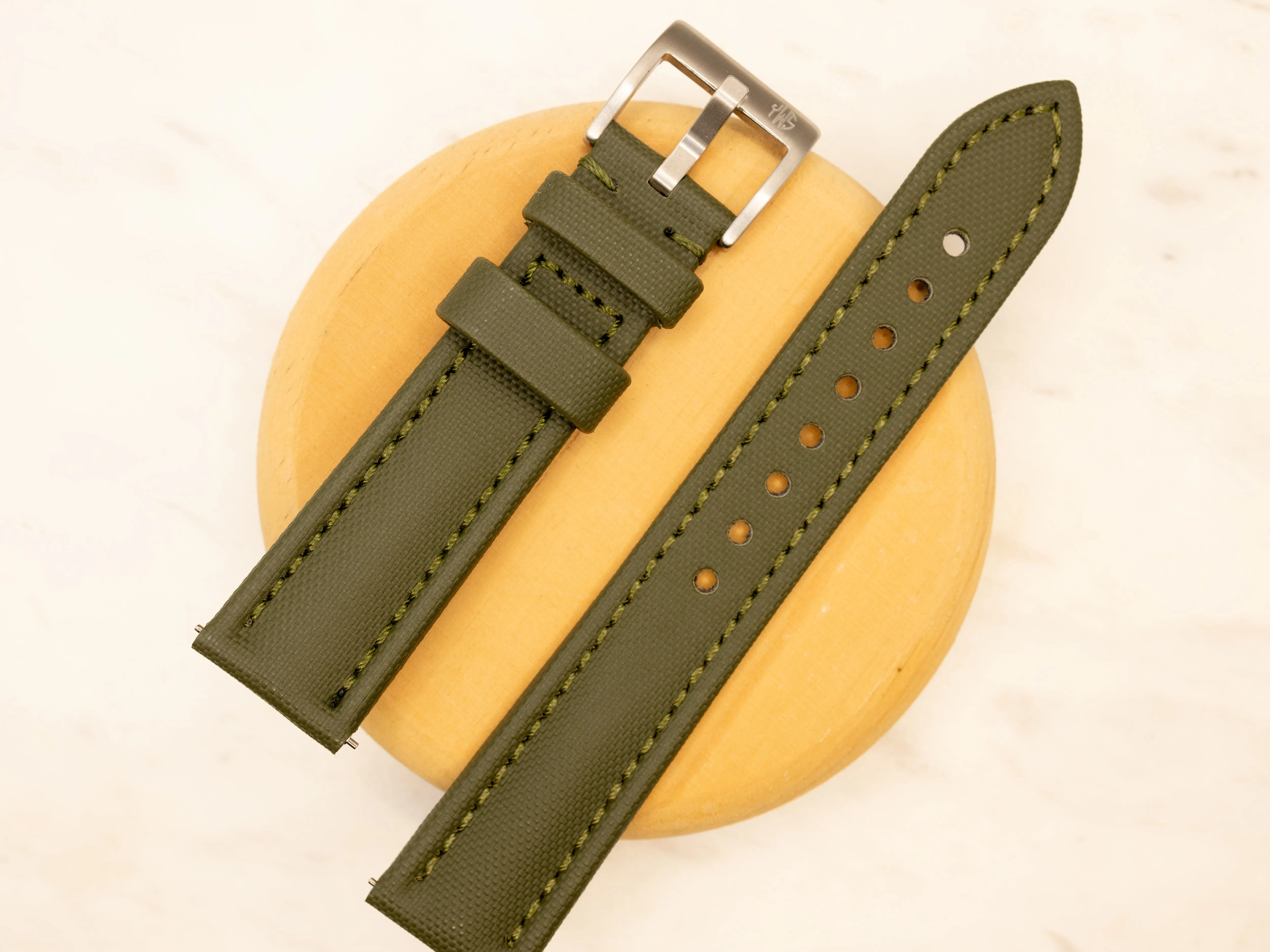 Forest Green Premium Sailcloth Two Piece Watch Strap  - Quick Release Spring Bars