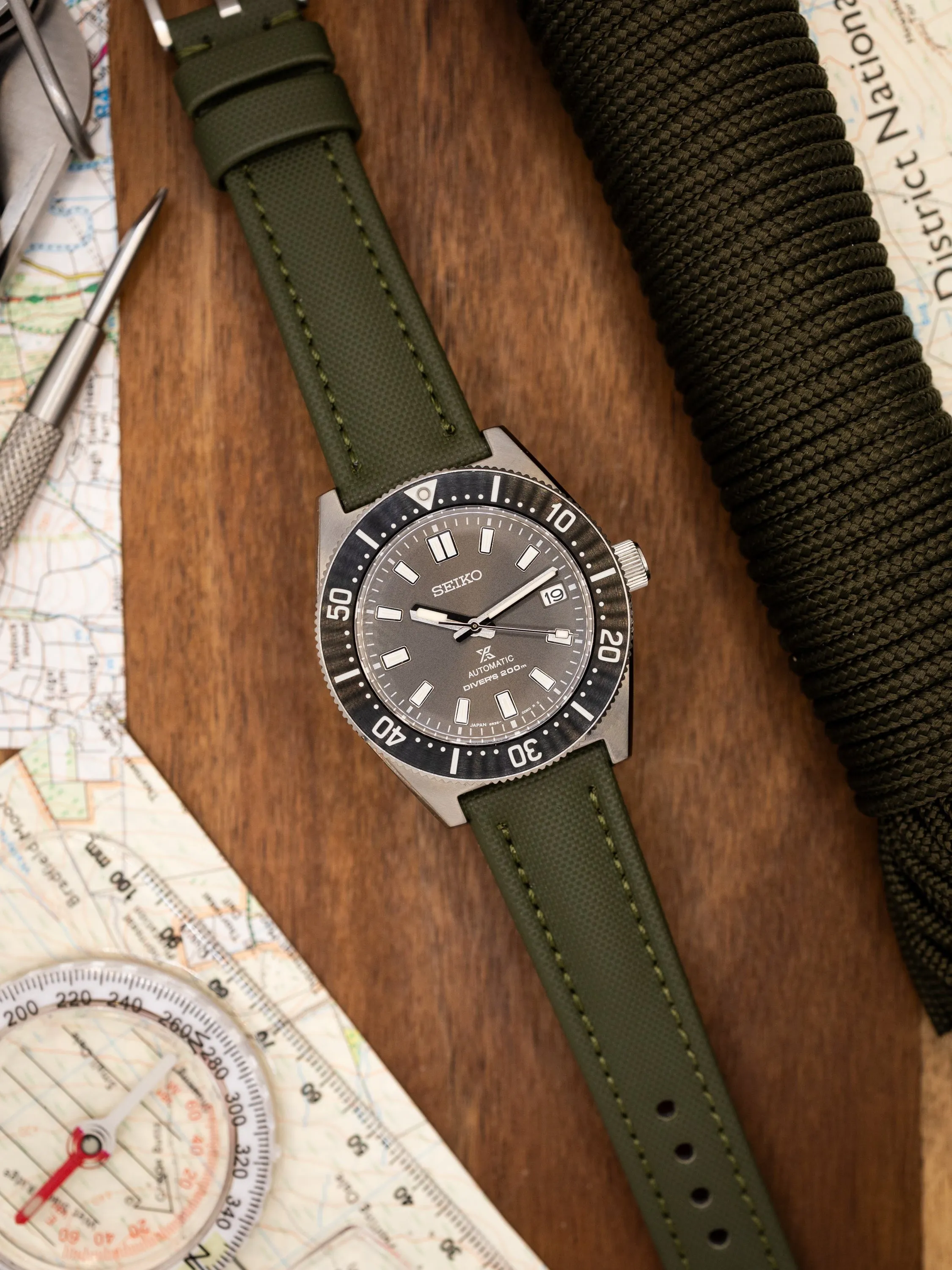 Forest Green Premium Sailcloth Two Piece Watch Strap  - Quick Release Spring Bars