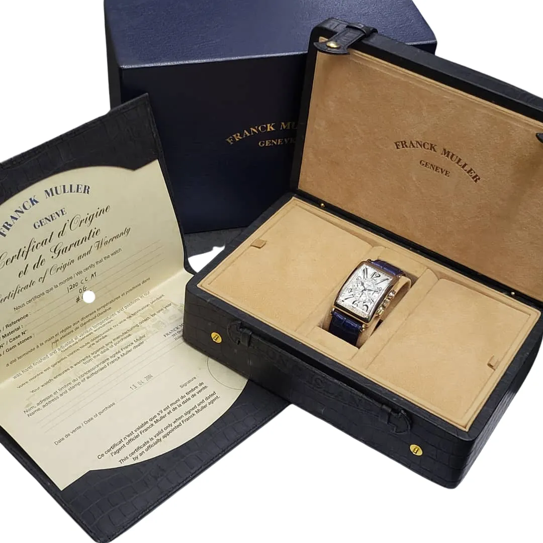 Franck Muller 750WG Long Island Chronograph Automatic Watch 1200 CC AT 33 x 45mm