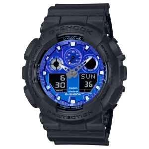 G-Shock Flames of Color Blue Black GA-100 Series Watch