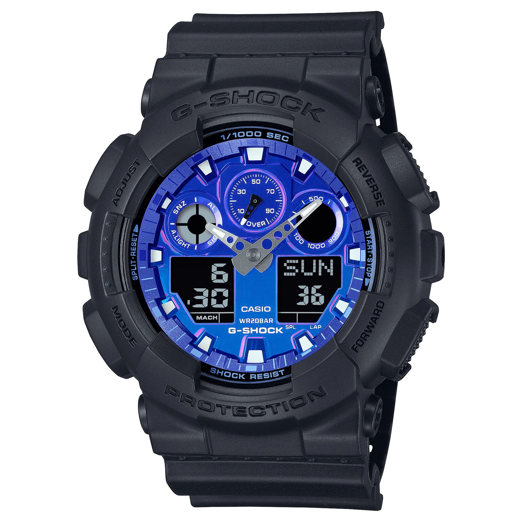 G-Shock Flames of Color Blue Black GA-100 Series Watch