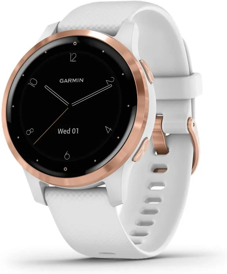 Garmin vivoactive 4S, Smaller-Sized GPS Smartwatch, Features Music, Body Energy Monitoring, Animated Workouts, Pulse Ox Sensors and More, Silver with Gray Band