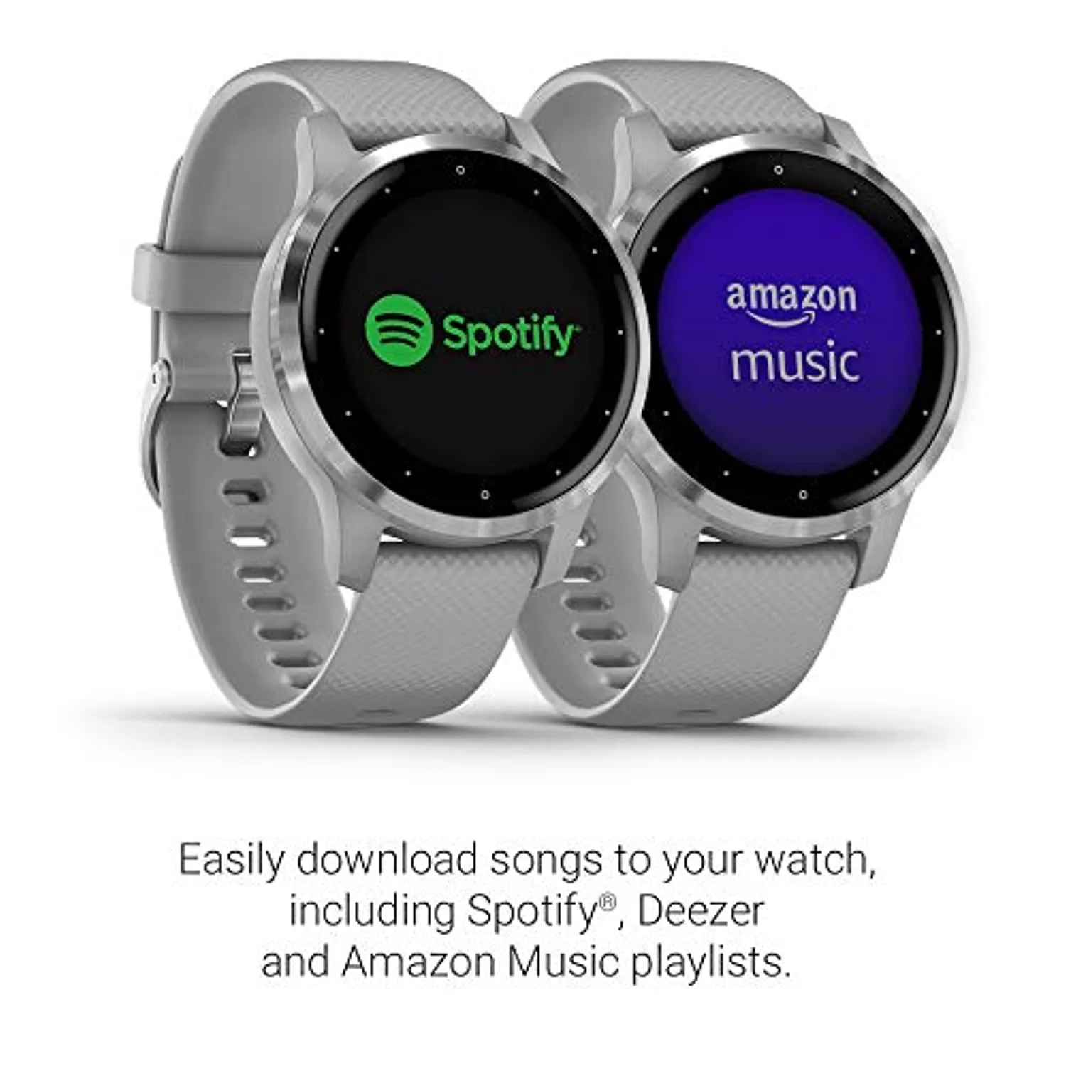Garmin vivoactive 4S, Smaller-Sized GPS Smartwatch, Features Music, Body Energy Monitoring, Animated Workouts, Pulse Ox Sensors and More, Silver with Gray Band