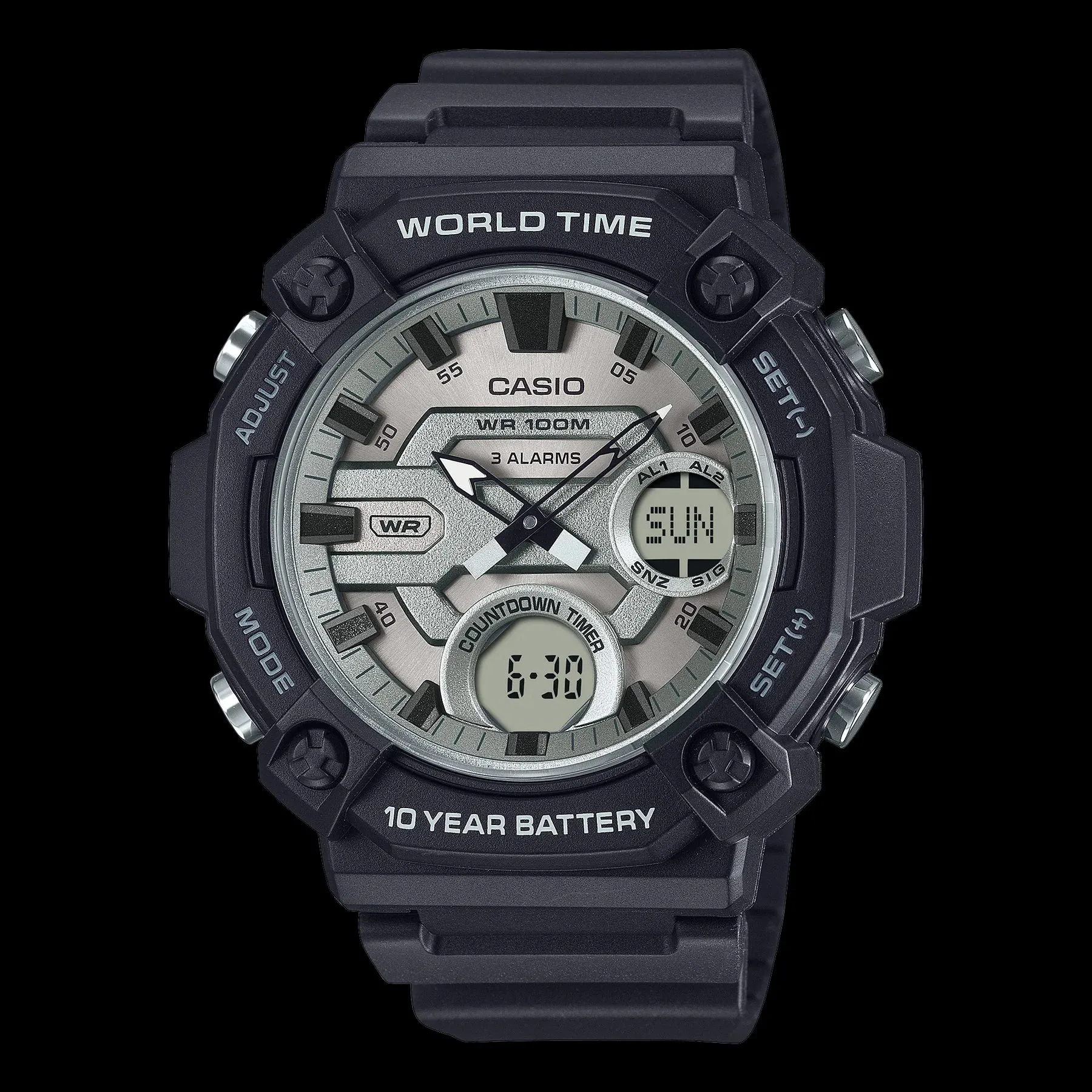 Gents Duo Monotone Silver Casio Watch