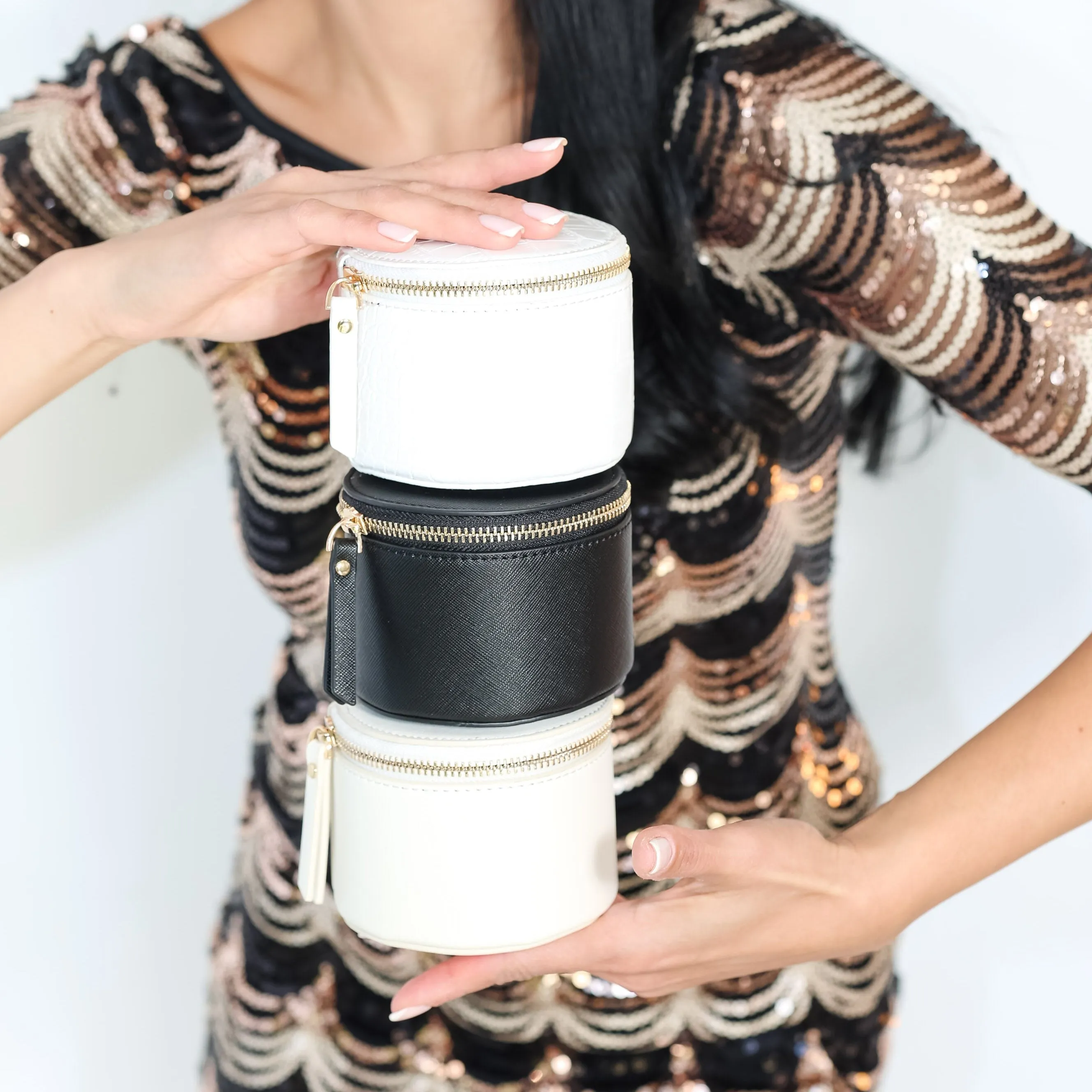 Globetrotter Jewelry Case - White Crocodile