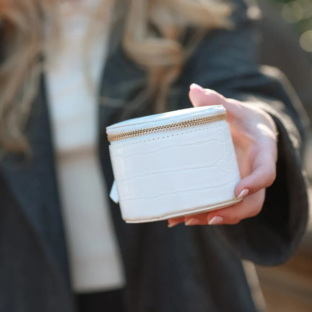 Globetrotter Jewelry Case - White Crocodile