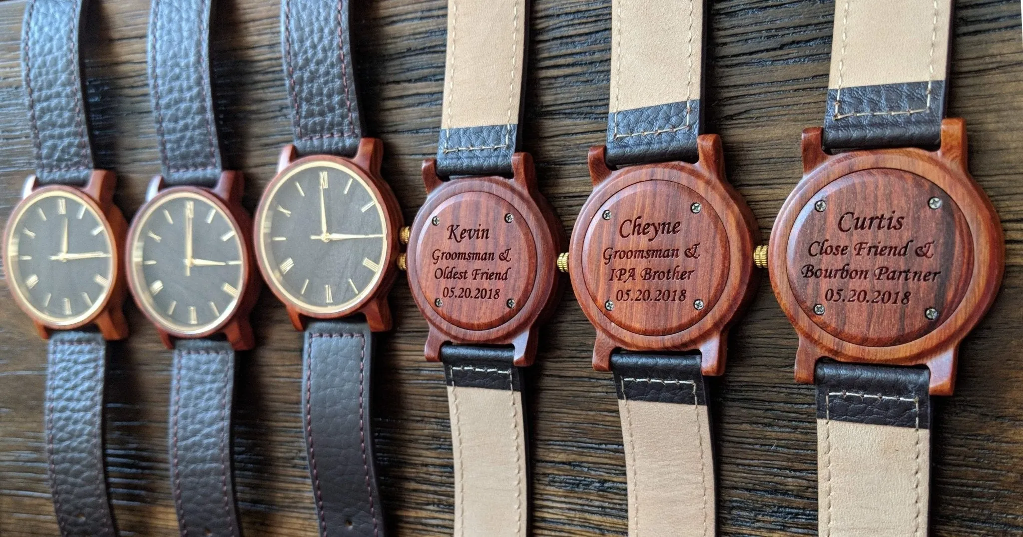 Groomsmen Set Of 7 Wooden Watches Red Arce