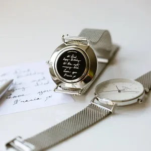Handwriting Engraving - Men's Architect Zephyr   Steel Silver Mesh