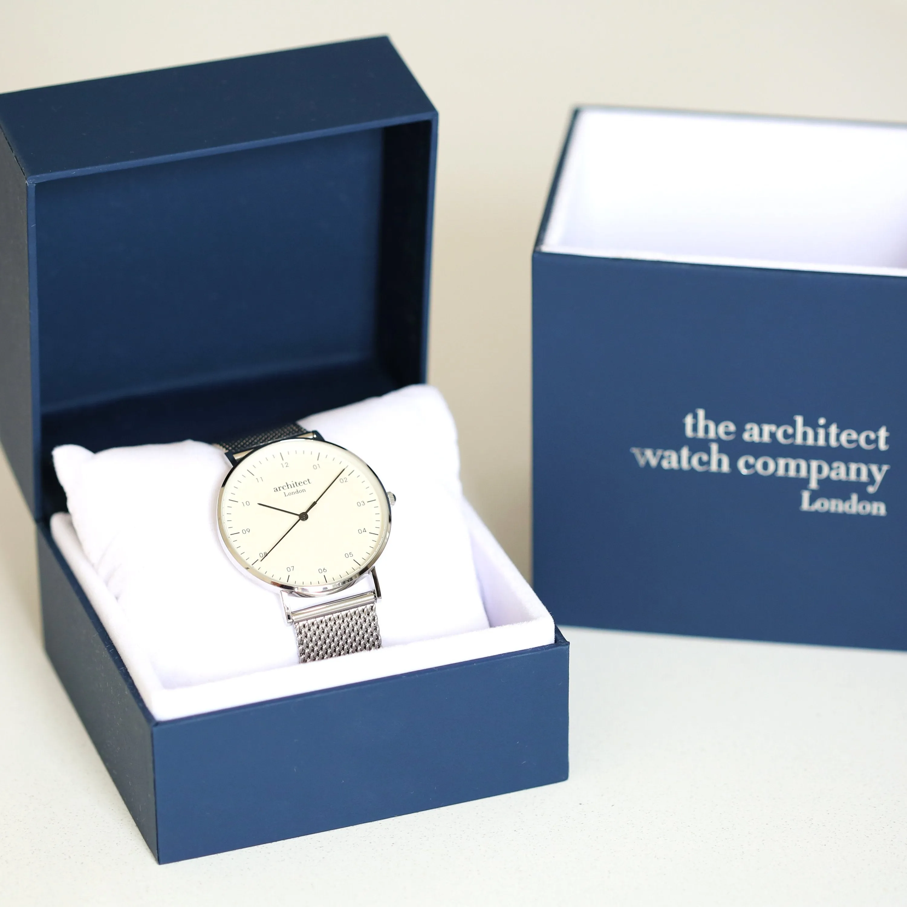 Handwriting Engraving - Men's Architect Zephyr   Steel Silver Mesh