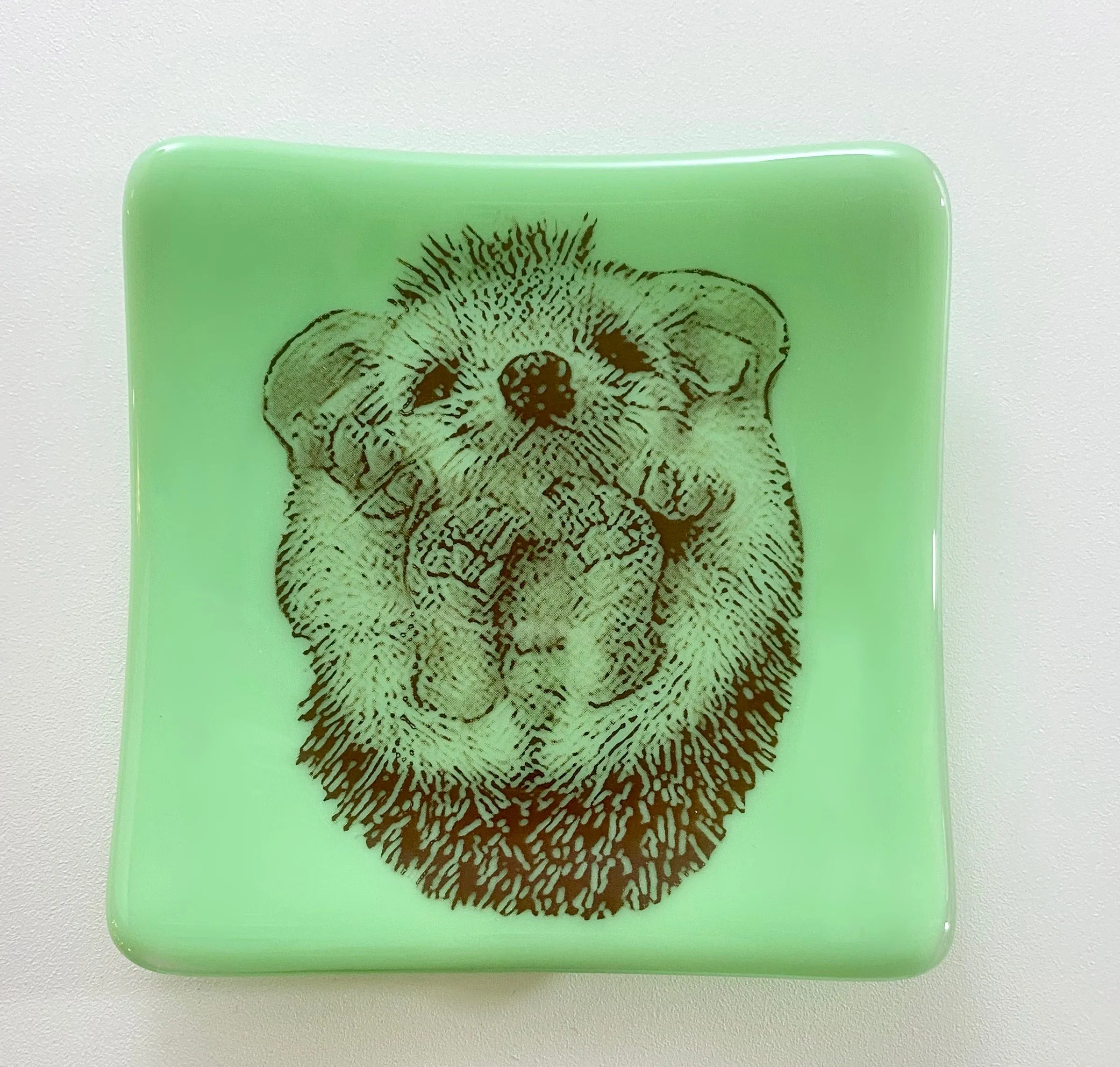 Hedgehog Dish Jadeite Mint Green Glass