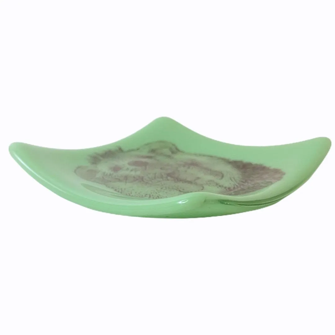 Hedgehog Dish Jadeite Mint Green Glass